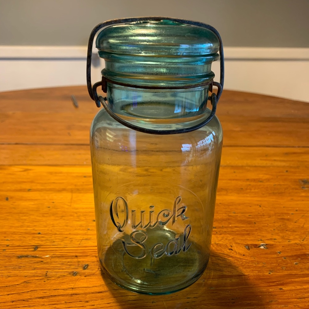 Vintage turquoise Quick Seal Jar